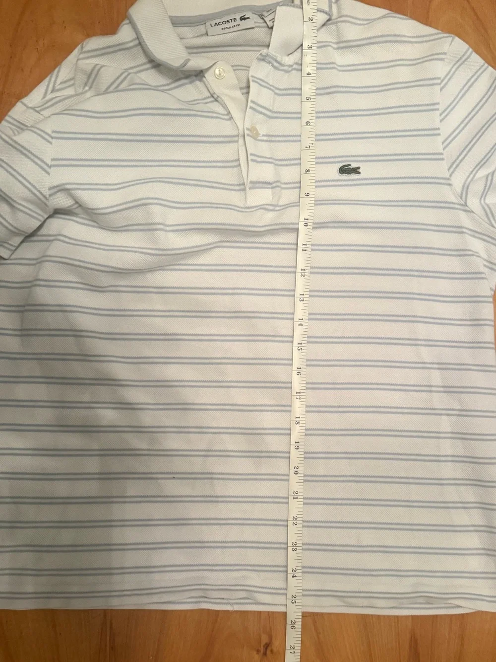 Lacoste Regular Fit White & Light Blue Striped Men's Polo Shirt in Men’s 5/large